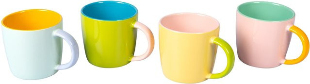 Genialo Tassen-Set Sommer aus Keramik, 4 Stück, Multicolour, 300 ml pro Tasse - Bild 1