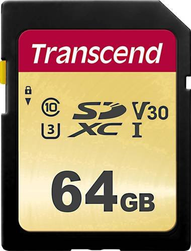 Transcend Premium 500S SDXC-Speicherkarte 64GB, UHS-I U3, V30, Class 10, Multicolor - Bild 1