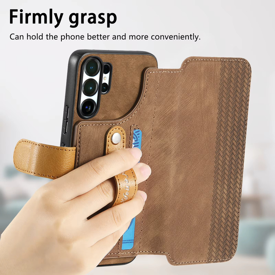 Leder-Handyhülle mit Kartenfächern, Standfunktion und RFID-Schutz für Samsung Galaxy S26 Ultra S25 Plus S24 S23 S22 S20 in Blau oder Braun - Bild 2