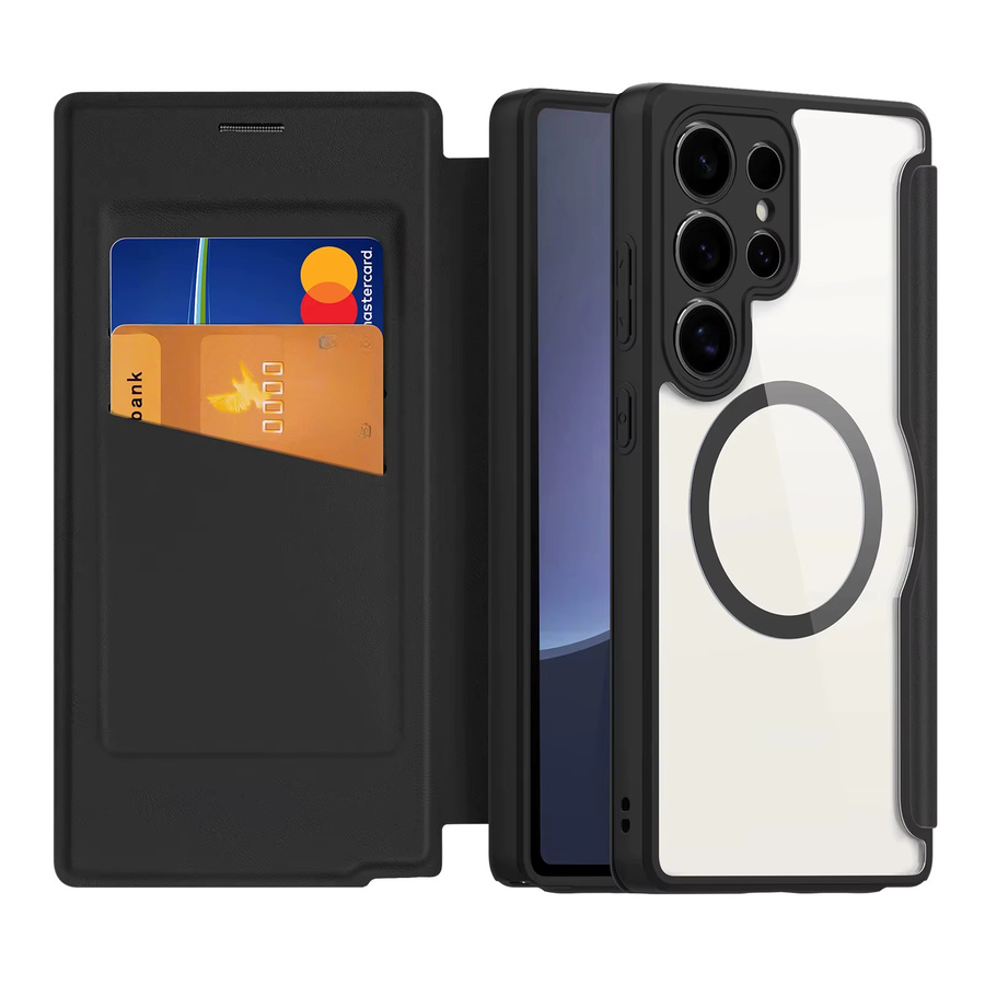 DUX DUCIS Folio-Hülle für Samsung Galaxy S25 Ultra, S25, S25 Plus und S25 Edge mit Brieftaschen-Rückseite und Magnetverschluss in Schwarz - Bild 2