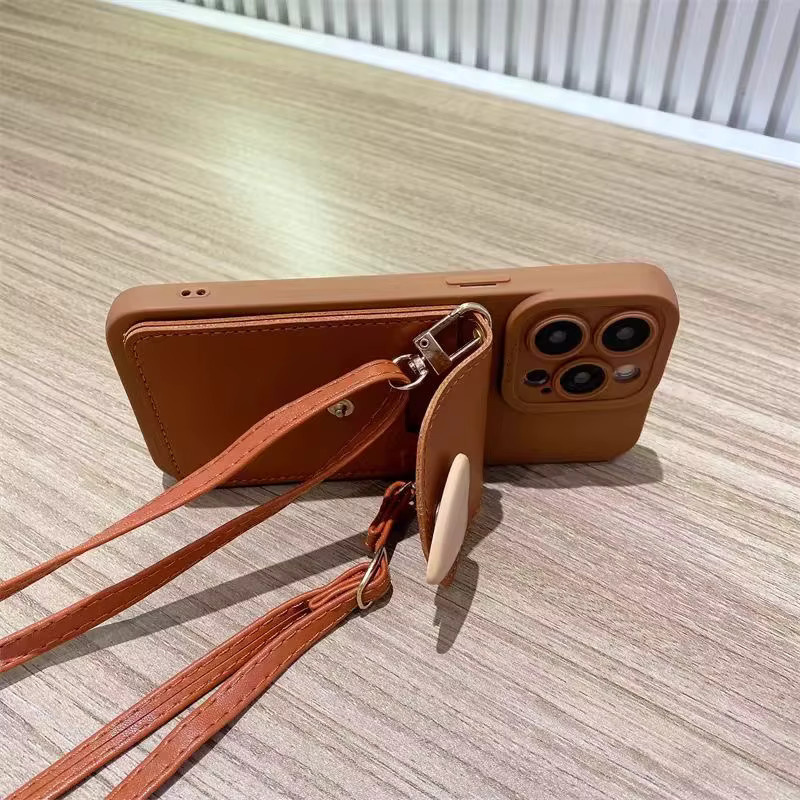 EHUIDE Love Wallet Lanyard-Hülle aus Leder für iPhone mit Umhängeriemen in Braun - Bild 2
