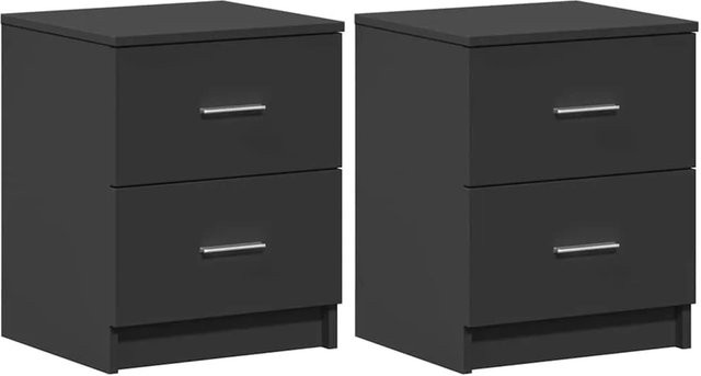 vidaXL Nachttische Set aus 2 Stück mit 2 Schubladen in Schwarz, B/T/H: 40 x 36 x 50 cm - Bild 1