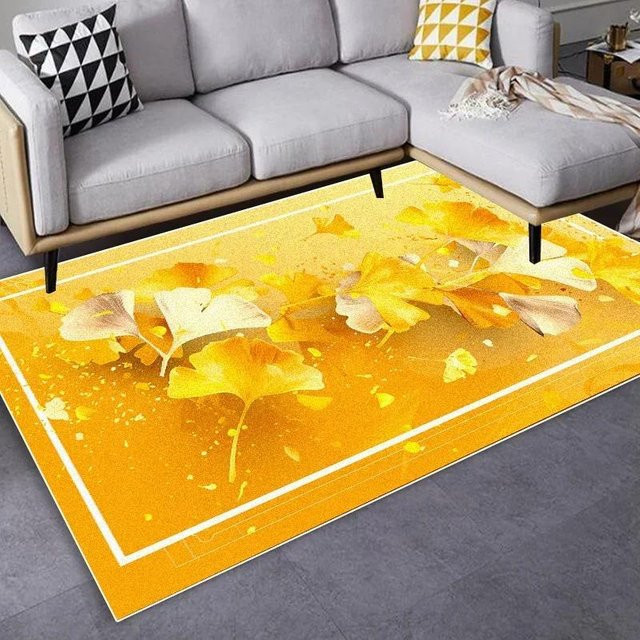 Lodestar Blumenteppich in Gold und Gelb, weich und rutschfest, waschbar, B/T: 60 x 40 cm - Bild 1