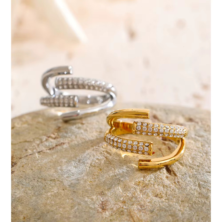Yhpup Ring Edelstahl, Zirkonia, Damen, Gold - Bild 2