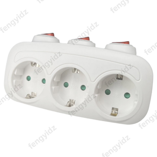 Fengyidz Mehrfachstecker EU-Steckdosenadapter mit EIN/AUS-Einzelschalter in Weiß - Bild 1