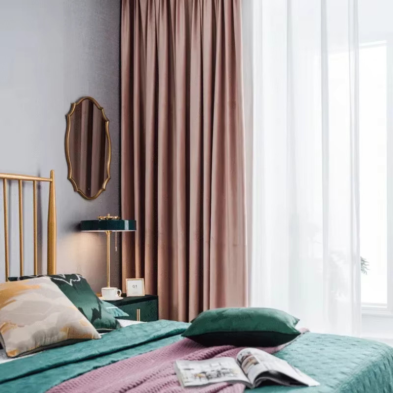 ZJBYZHOUSEHOLD Verdunkelungsvorhänge aus Samt in Rosa für Wohnzimmer, Esszimmer und Schlafzimmer im modernen skandinavischen Design - Bild 4