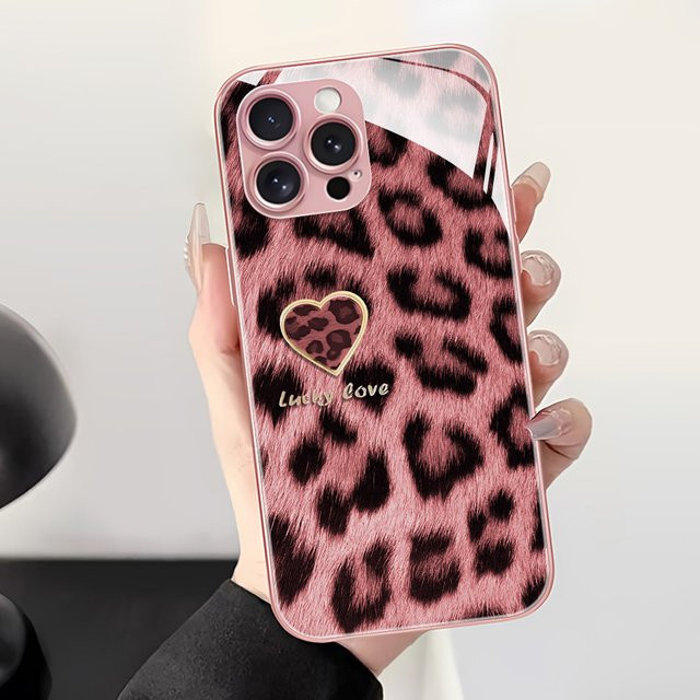 Glas-Handyhülle mit rosa Leopardenmuster für Samsung Galaxy S26 Ultra, S25 Ultra, S24 Plus und weitere Modelle - Bild 1