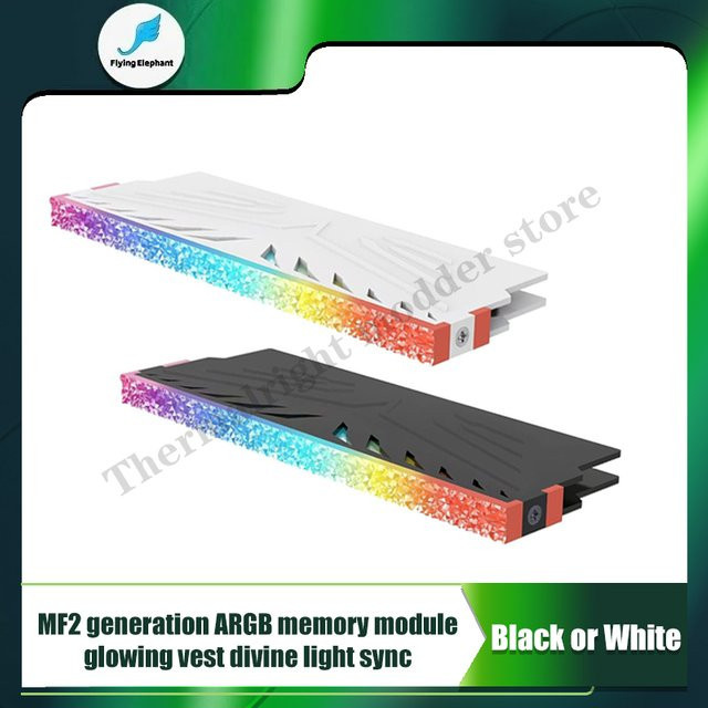 FREEZE MOD ARGB RAM-Kühlweste für Desktop DDR3 DDR4 DDR5, Diamant-RGB-Design, Schwarz/Mehrfarbig, 2er-Pack - Bild 1