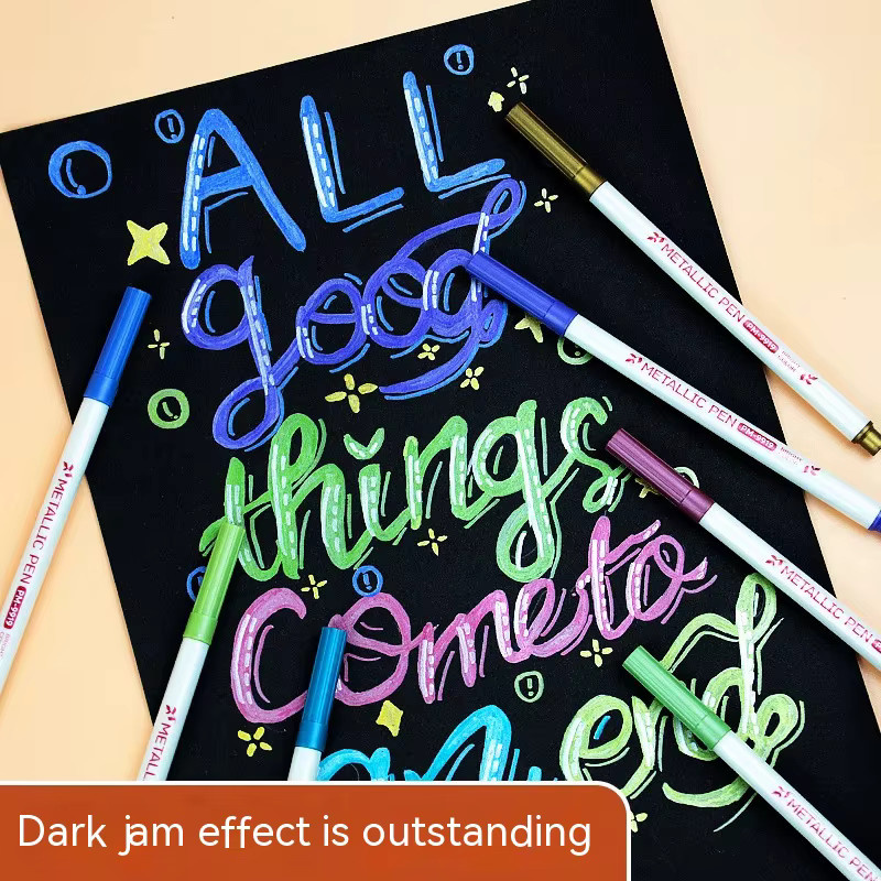 Multifunktioneller Kalligraphie-Übungsstift aus Metall mit Brush-Spitze für Studenten und Hand-Accounting in Mehrfarben - Bild 2