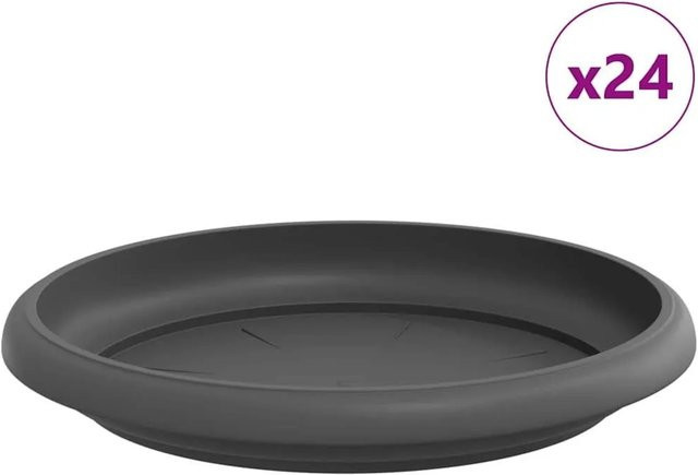 vidaXL Runde Blumenplatten aus Kunststoff in Schwarz, 24 Stück, Durchmesser: 14 cm, Höhe: 2 cm - Bild 1
