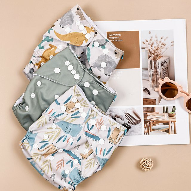 3er Set HappyFlute Ökologische Baby-Stoffwindeln, Waschbare Pocket-Windeln mit Druckknöpfen, Mehrfarbig, für Babys von 3–15 kg - Bild 1