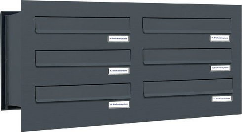 AL Briefkasten für 6 Parteien als Mauerdurchwurf, grau, B/H/T: 76,8 x 34,5 x 48,0 cm - Bild 1