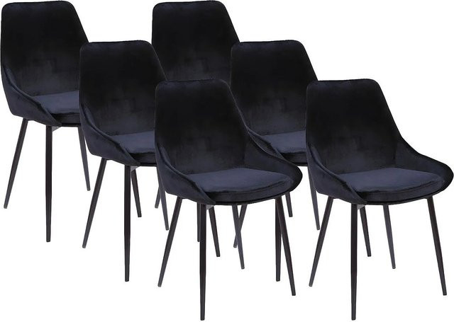 Vente-unique Stuhl Masurie in Schwarz aus Samt mit Metallgestell, Breite: 49 cm, Tiefe: 49 cm, Höhe: 49 cm - Bild 1