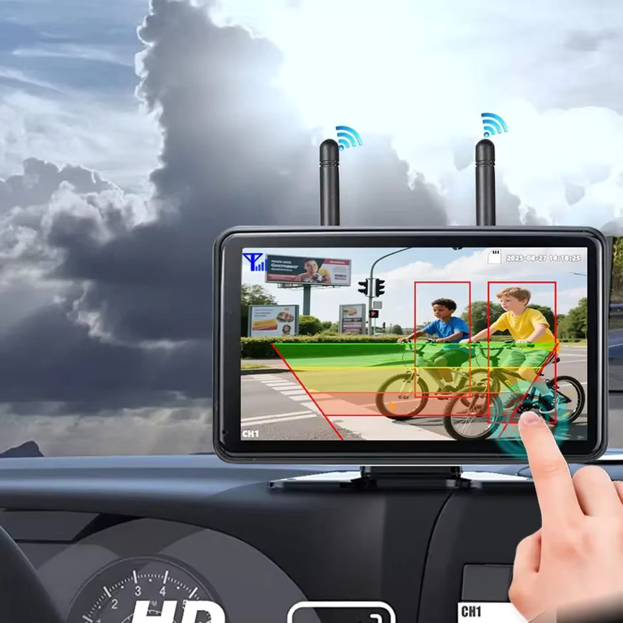 QXNY HD Kabelloses DVR Dashcam System mit 7 Zoll AHD1080P Monitor und IR-Rückfahrkamera in Schwarz für LKW, Wohnmobile und Anhänger - Bild 2