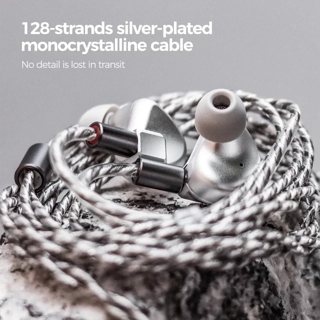 LETSHUOER S12 In-Ear-Monitore mit planarem Magnettreiber, kabelgebundene HiFi-Kopfhörer für Gaming, Grau, 3,5 mm Klinke - Bild 1