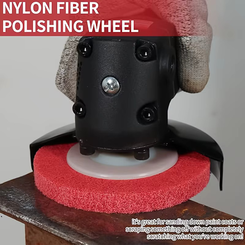 5 Stück LouCnloin Nylon-Schleifpads 4 Zoll zum Polieren und Reinigen von Metall und Holz in Grau und Rot - Bild 3