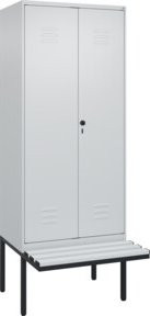 C+P Spind Classic PLUS Schwarz-Weiß Bank mit 2 Abteilen und Kunststoff-Sitzfläche, B/T/H: 212 x 80 x 81,5 cm - Bild 1