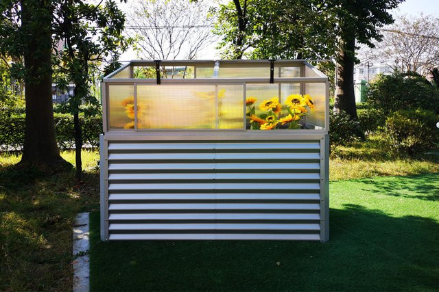 OUTFLEXX Set Hochbeet mit Aufsatz und Schiebetüren, Silber, Aluminium-Zink-Stahl, Aluminium und Polycarbonat, Breite: 180 cm - Bild 1