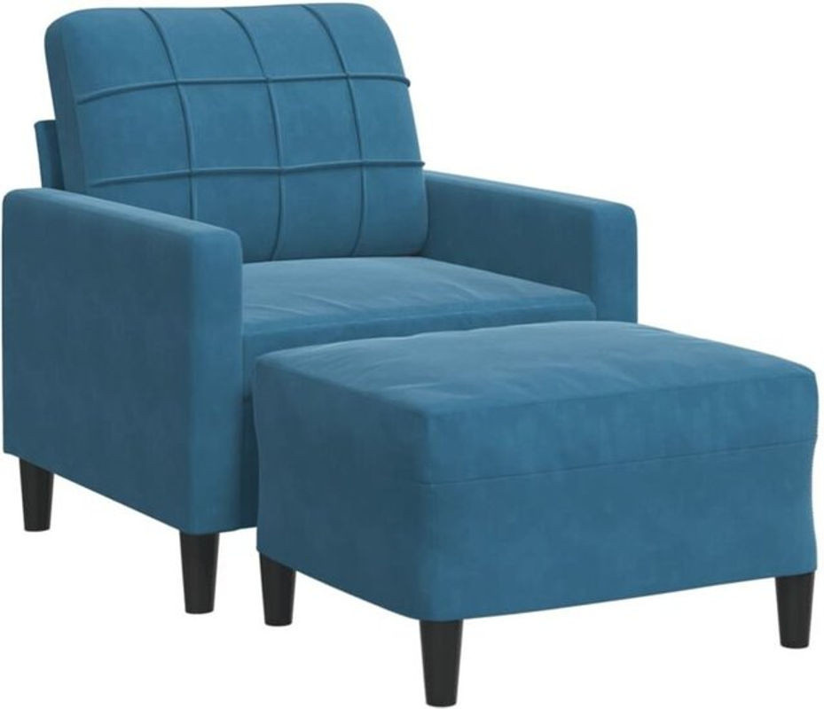 Modernes Sessel-Set mit Hocker von Vidaxl in Blau aus Samt - Bild 1