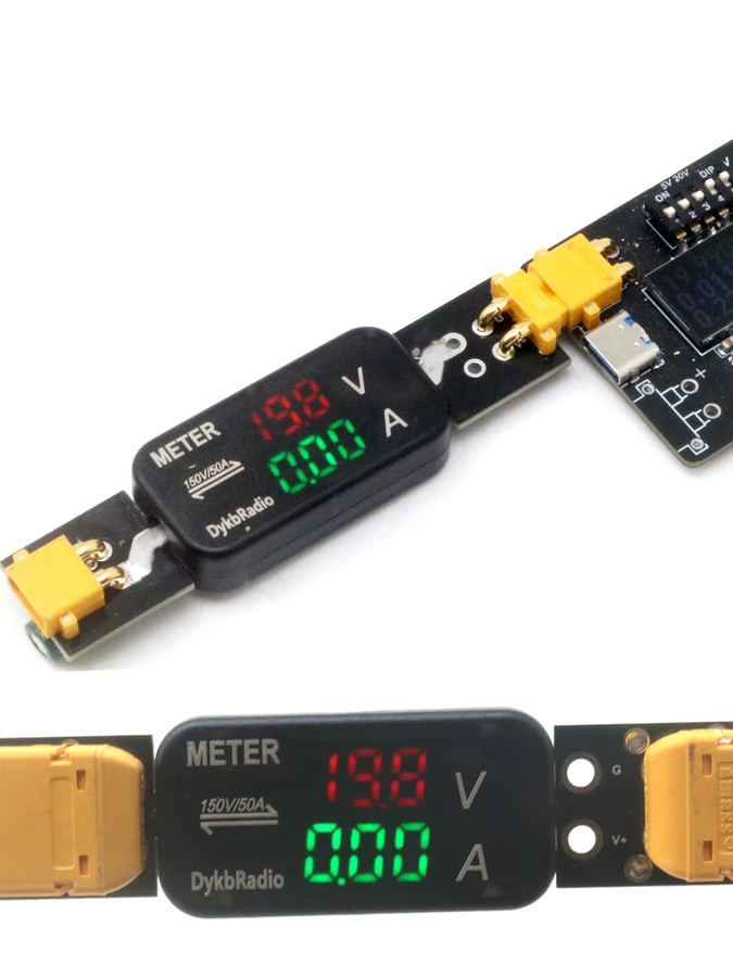 Dykbcells Bidirektionales Voltmeter Amperemeter XT30 XT60 Hochspannungs-Strommessgerät für BMS RC Batterien in Schwarz - Bild 3
