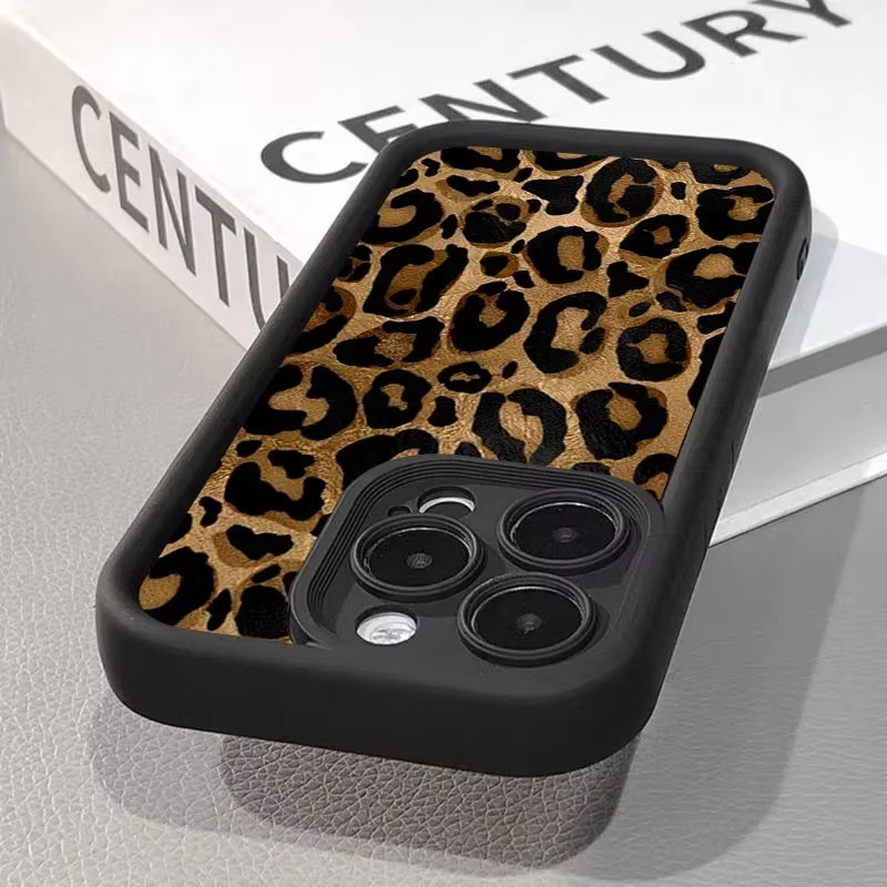 Schwarze Silikon-Handyhülle im Leoparden-Design für Apple iPhone Modelle, weiche und verdickte Schutzhülle - Bild 2