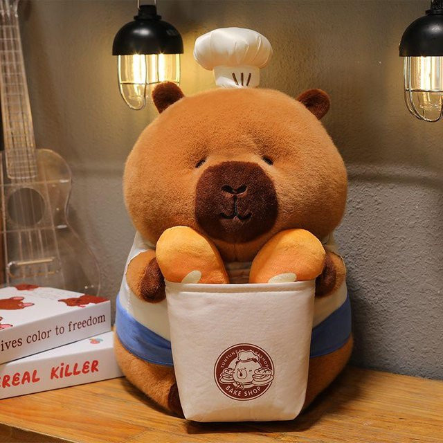 Chef-Capybara Plüschtier, Bäckerei-Thema, 50cm - Bild 1