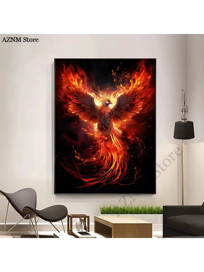 Phoenix Nirvana Kunst Poster Adler Phoenix Bad Feuer Wandkunst Bild aus Papier in Mehrfarben - Bild 3