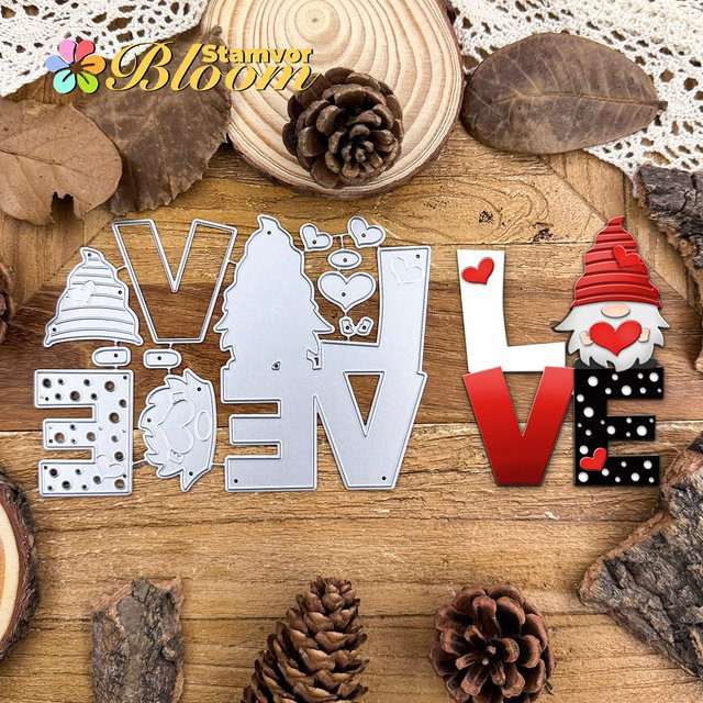 Metall Stanzformen Valentinstag Liebe Worte für Scrapbooking und dekorative Prägung in Silber - Bild 1