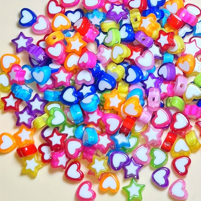 QYWCTZ Acrylperlen, pfirsichfarben, Herz- und Pentagramm-Motiv, 8–9 mm - Bild 1