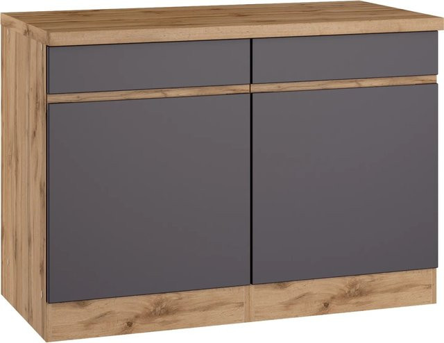 Held Möbel Küchenunterschrank Turin in Graphit und Wotaneiche, Breite: 120 cm - Bild 1