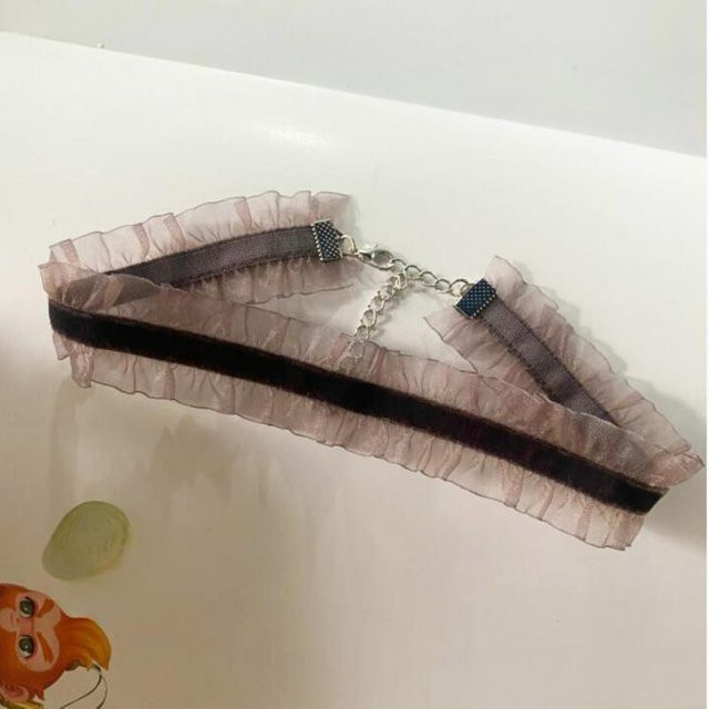 LChome Choker Halskette, Samt, Spitze, braun, Damen - Bild 1