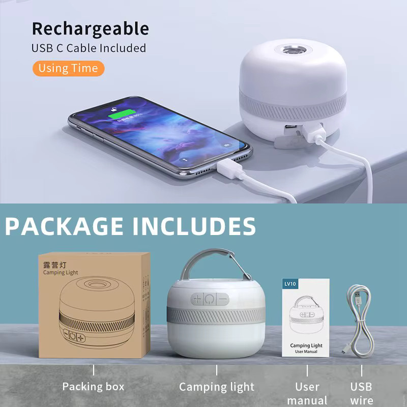 NATFIRE LV10 Campingleuchte, wiederaufladbare LED Taschenlampe und Notfalllaterne mit USB-C, 5 Lichtfarben und RGB-Funktion, Weiß - Bild 4