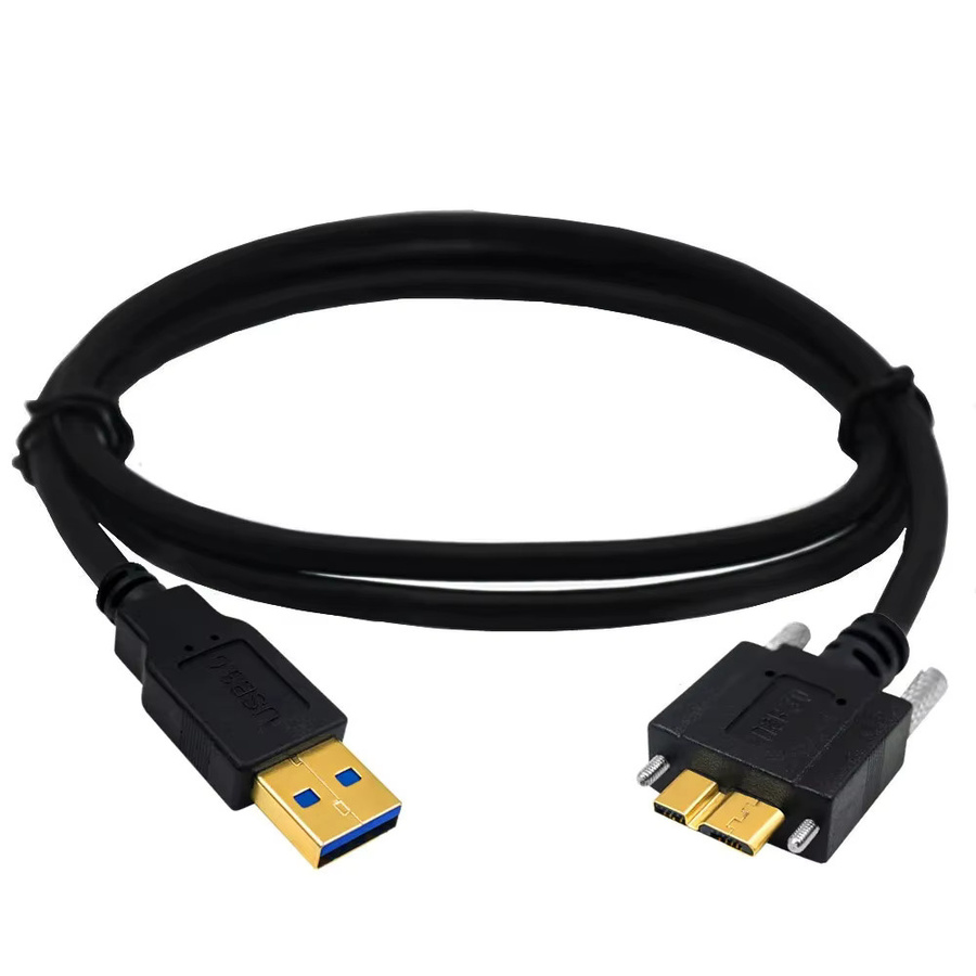 BSN USB 3.0 auf Micro B Datenkabel mit 90 Grad Winkel und Verriegelungsschrauben in Schwarz, Länge: 5 m und 3 m - Bild 6