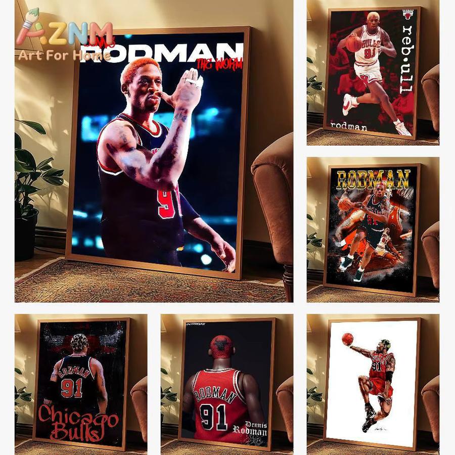 Kayou Basketball-Star Dennis Rodman Poster, selbstklebende Wanddekoration in Mehrfarben, rechteckiges HD-Kunst Poster aus Papier - Bild 4