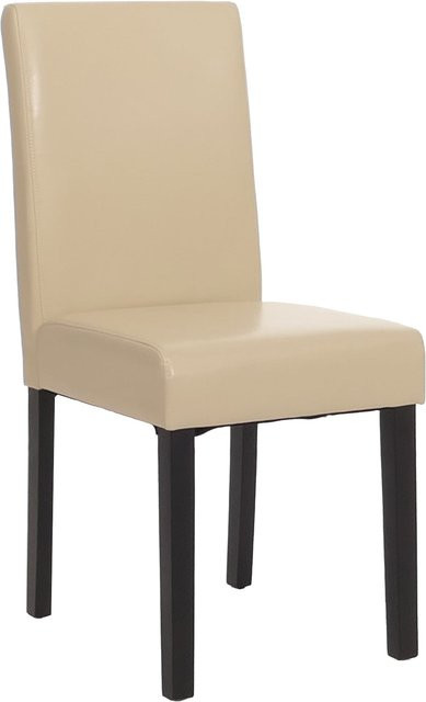 MCW Esszimmerstuhl Littau aus Leder in Beige mit dunklen Beinen - Bild 1