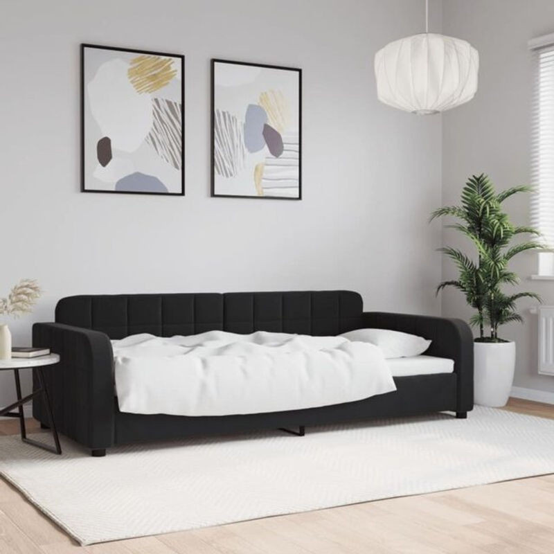 Vidaxl Polsterbett Tagesbett aus Samt und Metall in Schwarz, B/T: 90 x 190 cm - Bild 1