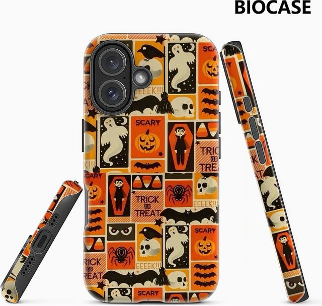 Halloween-Icons Handyhülle mit doppelschichtiger Rückabdeckung für Apple iPhone 17 16 15 14 13 12 Pro Max Plus in Multicolor - Bild 1