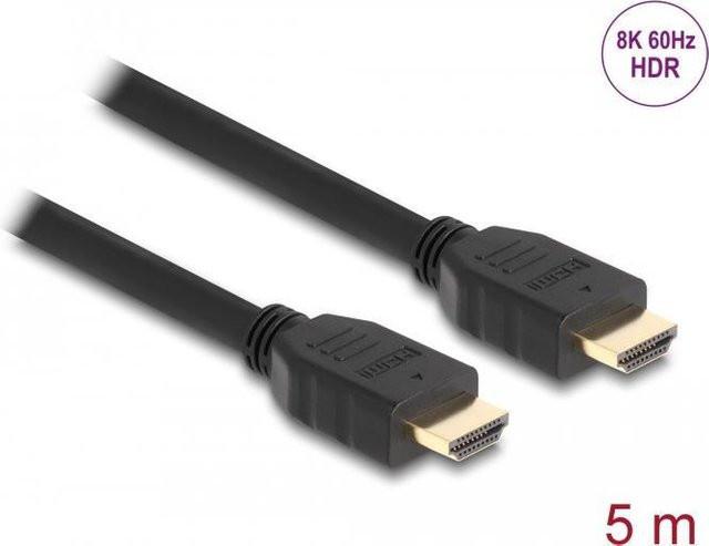 Delock Highspeed HDMI-Kabel mit Ethernet in Schwarz, 5,0 m, unterstützt 8K 60 Hz und bis zu 48 Gbps Datentransferrate - Bild 1