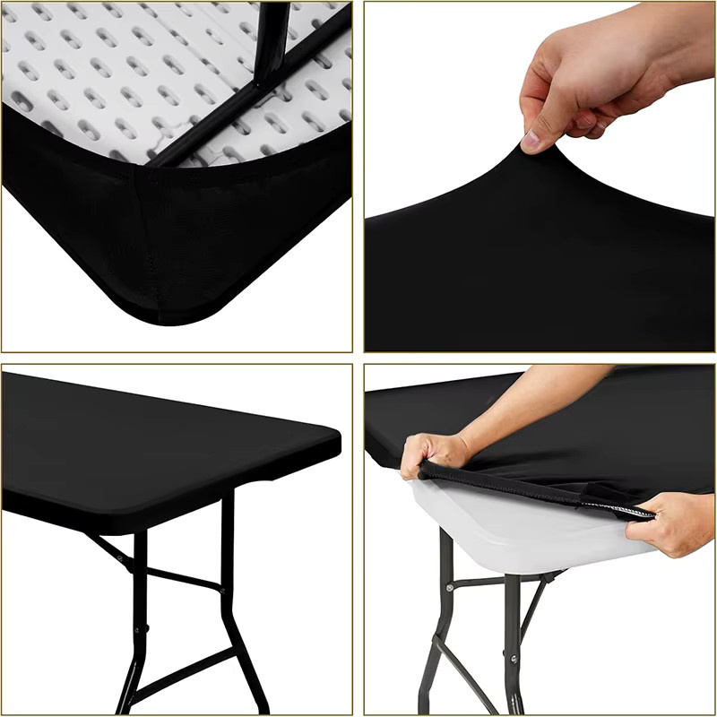 LMETJMA Rechteckige Tischdecke aus Polyester, elastisch und waschbar, für Tische bis 1,8 m - Bild 3