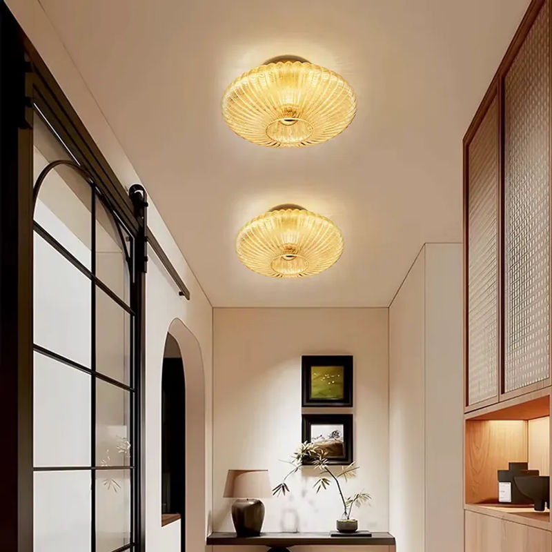 CETANT Nordic Retro Deckenlampe aus Glas in Transparent mit Gold/Messing für Wohnzimmer, Schlafzimmer und Flur - Bild 2