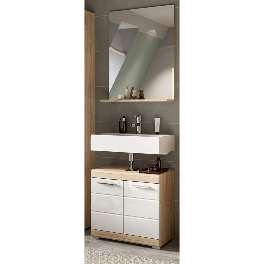 Inn.Furn Badmöbel Set Mambo 2-teilig in Weiß Hochglanz und Eiche, Breite: 60 cm - Bild 4