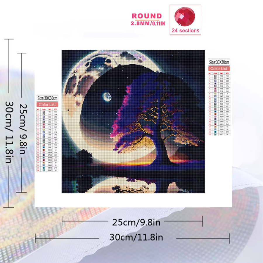 Evershine Diamond Painting Set Landschaft mit Mond als DIY Mosaik Bild in Multicolour zur Wanddekoration - Bild 2
