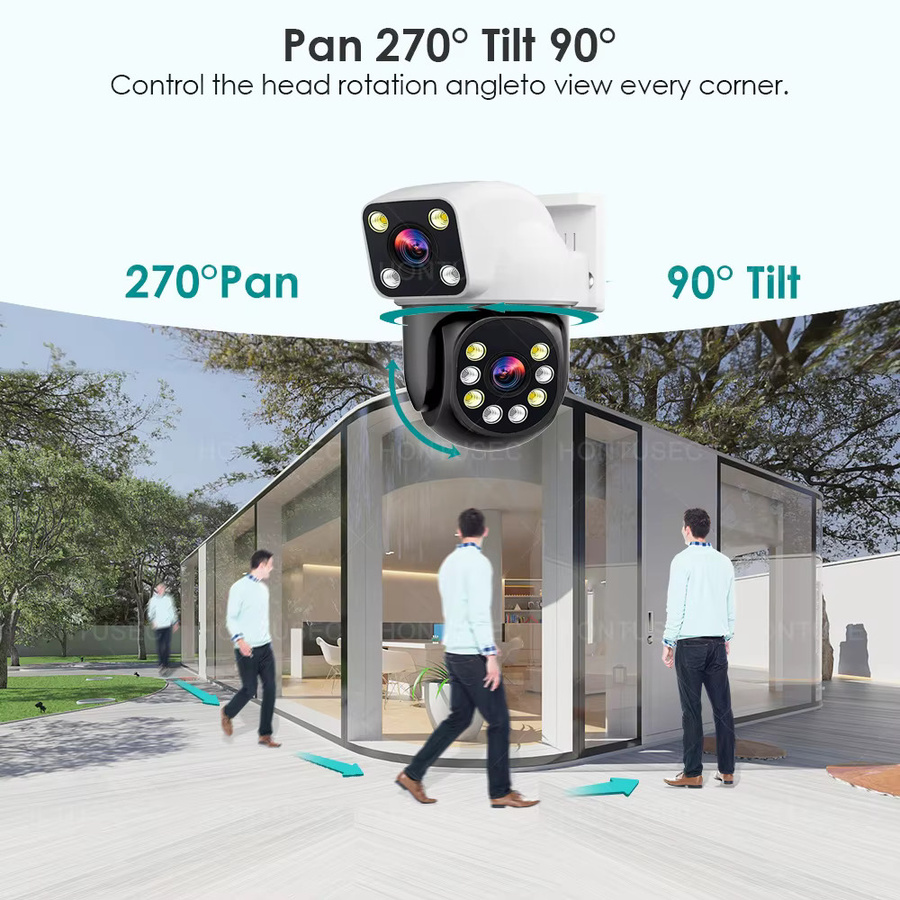 ZBRAVO Tuya Smartlife WLAN Außenkamera Mini IP mit Dual-Bildschirmen 8MP und 4MP, IP66 Wasserdicht, KI-Tracking und Sirenenalarm, Farbe: Weiß - Bild 3