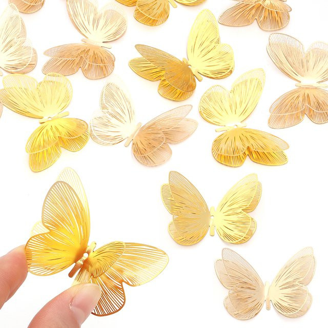 Louleur Schmetterling aus Eisen, goldfarben, 50 x 36 mm, 4 Stück - Bild 1