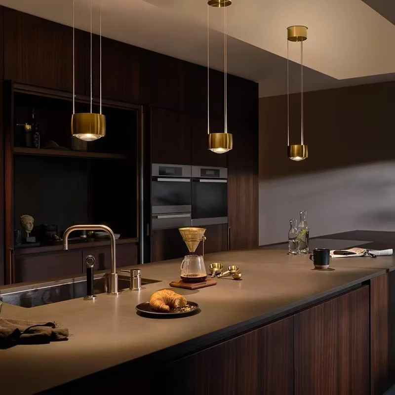 Moderne LED Hängelampe von JIANKEXING in Gold/Messing, verstellbare Zylinder-Pendelleuchte für Küche, Esszimmer oder Schlafzimmer - Bild 2