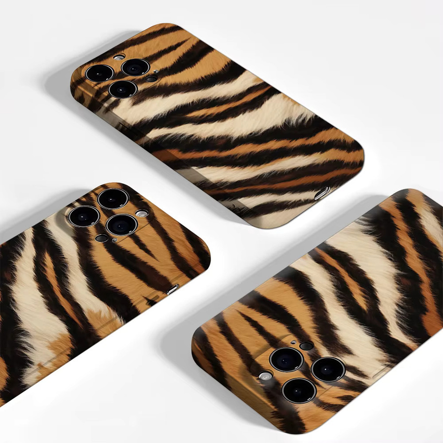 Tiger Print Handyhülle für iPhone 17 16 15 14 13 12 Pro Max Plus mit doppelschichtiger Rückseite in Multicolour - Bild 4