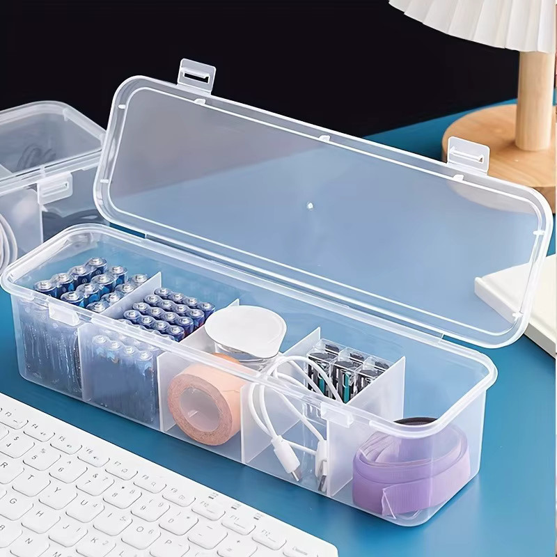 Transparente Kabel-Organizer-Box mit Trennwänden für Ladegeräte, USB-Kabel und Kleinteile - Bild 2