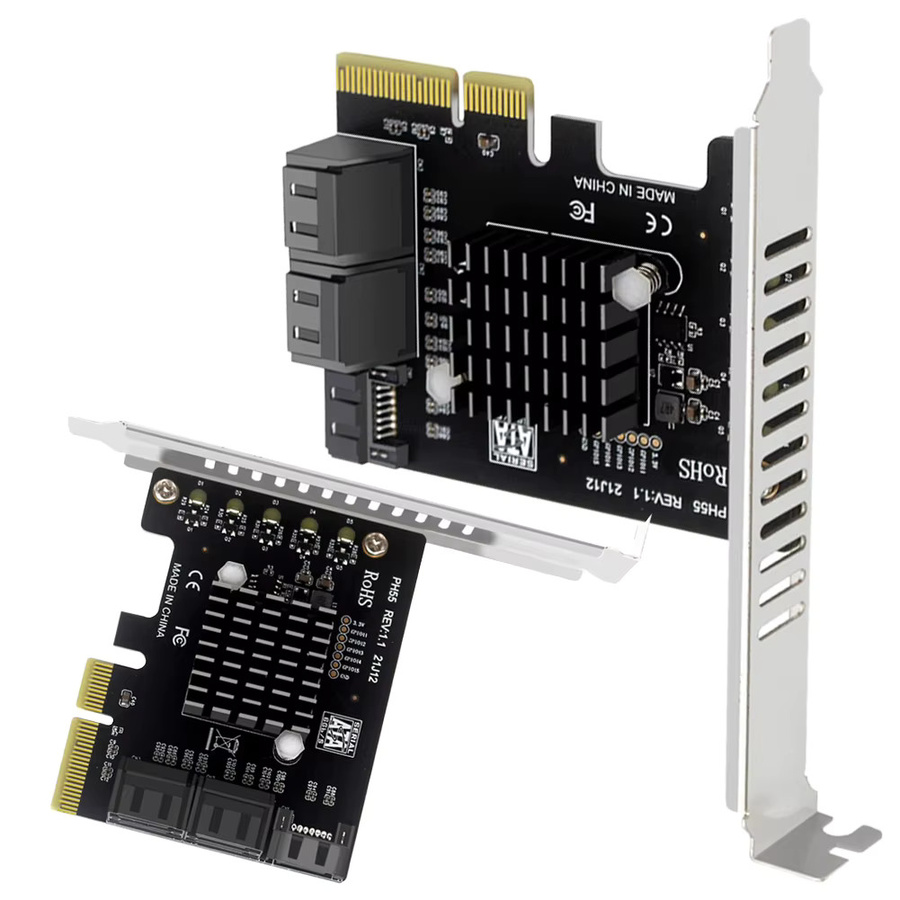ALLOET PCIe zu 5-Port SATA 3.0 Erweiterungskarte mit JMB585-Chip in Schwarz - Bild 2