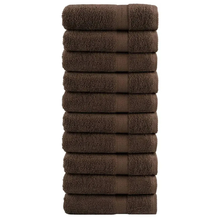 vidaXL Premium-Duschtücher aus Baumwolle, 10 Stück, Braun, B: 70 cm, L: 140 cm, 600 g/m2 - Bild 2