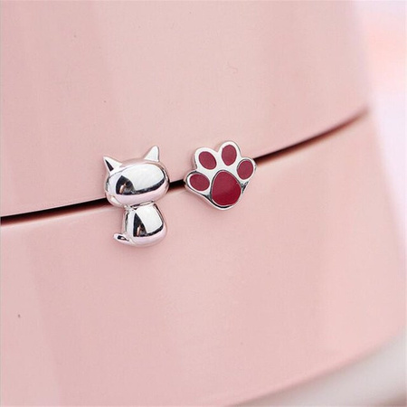 GaGa-Duck Ohrstecker, 925 Silber, Katze und Katzenkralle, Damen